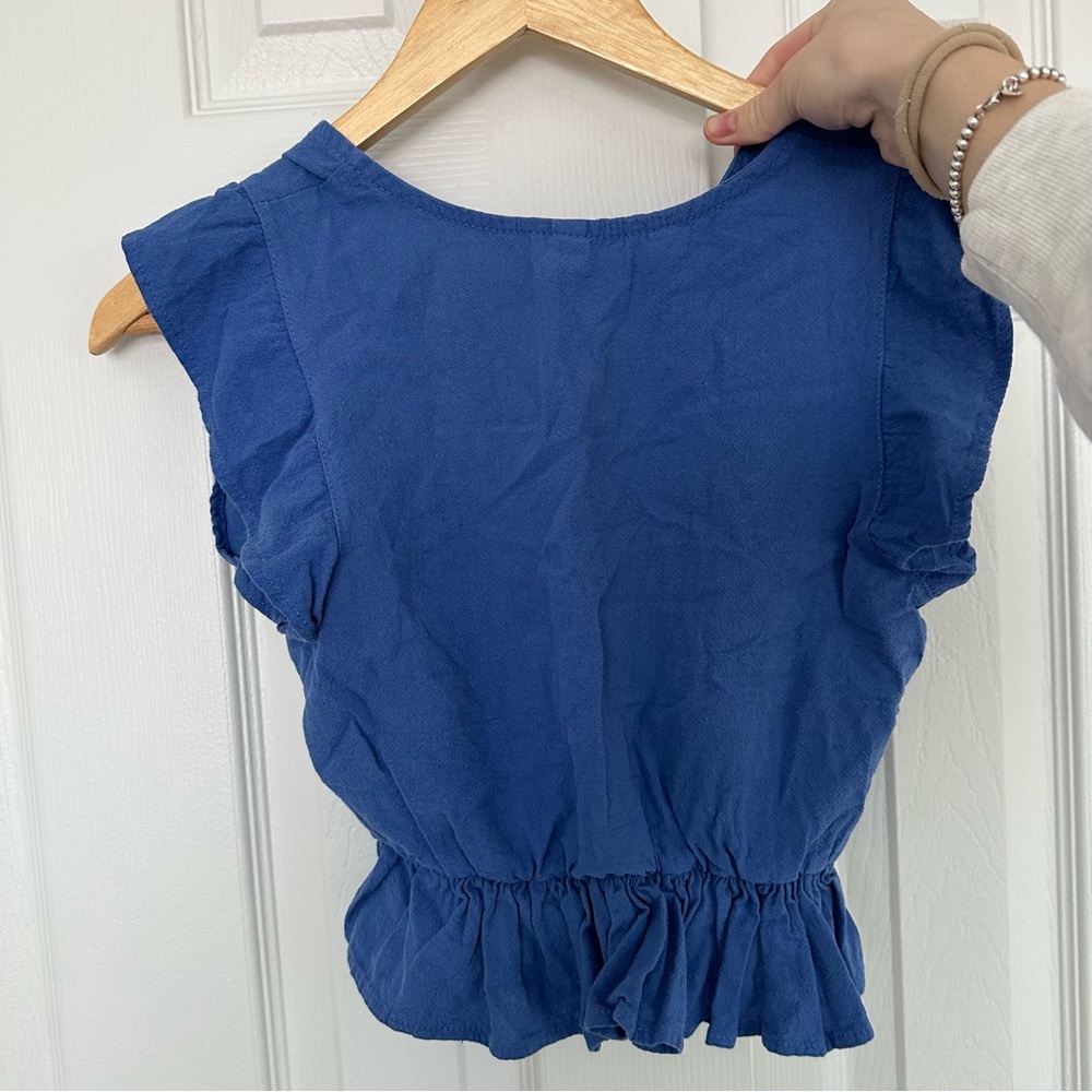 Blue Ruffled Women's Top - Picture 3 of 3